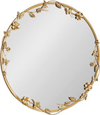 Kate and Laurel Rosella Modern Ornate Round Wall Mirror, 26 Inch Diameter, Gold, Circle Mirror with Floral Detailing for Use as Bathroom Mirror for Over Sink or Cute Nursery Mirror Decor