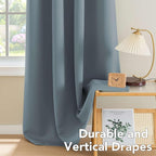 H.VERSAILTEX Blackout Curtains for Bedroom Thermal Insulated Room Darkening Living Room Curtains 84 Inch Long Grommet Privacy Protection Window Curtain Panels/Drapes for Nursery, 2 Panels,Stone Blue