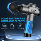 TOLOCO Massage Gun, Deep Tissue Back Massager for Athletes with 10 Massage Heads, Electric Muscle Percussion Massager for Any Pain Relief, FSA and HSA Eligible, Gifts for Fathers Day, Grey