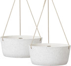 La Jolie Maison Large Hanging Planters - 12 Inch Outdoor Flower Pots, Hanging White Planters Set of 2
