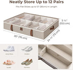 StorageWorks Under Bed Shoe Storage Organizer, Underbed Shoes Container with Adjustable Dividers, Shoe Storage Basket with Cover, Brown, 2-Pack, Space-Saving Shoe Box Fits up to 24 Pairs