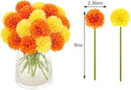 Kimura's Cabin 20Pcs Fake Silk Ball Flowers Artificial Chrysanthemum Faux Mums Bouquets Wedding Arrangements Halloween Home Table DIY Center Decoration (Orange Yellow)