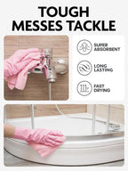 Fantasticlean Microfiber Cleaning Cloth Roll -150 Sheets, Tear Away Microfiber Towels, 12" x 12", Reusable Washable, Ultra Absorbent Dish Rags for Car, Home, Garage or Shop (Pink and Grey)