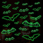 3 Sheets Glow in The Dark Halloween Skeleton Bat Decals Luminous Halloween Skeleton Bat Stickers Removable Bat Wall Decor Glowing Window Clings for Scary Halloween Theme Party Decorations