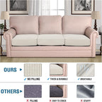 H.VERSAILTEX Super Stretch Individual Seat Cushion Covers Sofa Covers Couch Covers Slipcover Sets Thick Jacquard Textured Twill Fabric (3 Piece XL Sofa Cushion Covers, Porcelain)