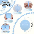 Light Blue Linking Balloons, 60PCS 6 Inch Small Baby Blue Quick Link Balloons for Making Balloon Wall Heart Arch, Tails Balloon for Wedding Birthday Baby Shower Engagement Graduation Party Decorations