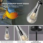 Modern Raindrop Pendant Lights, Pendant Lights for Kitchen Island, Black Brass Base Dining Room Light Fixtures, Interior Chandelier in The Living Room Hallway, Including Bulb