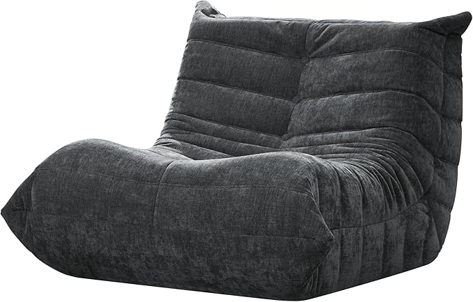 Bean Bag Chairs for Adults Giant Bean Bag Chair Memory Foam BeanBag Chair Big Bean Bag Sofa with Filler Faux Fur Fireside Beanbags Lazy Sofa for Living Room Bedroom Dorm Office (Darkgrey Chenille)
