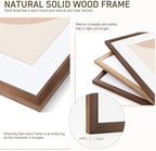 8x10 Picture Frame Set of 4 Natural Solid Walnut Photo Frames with 5x7 Removable Mat Wall Hanging Large Handcrafted Frame with HD Plexiglass Wall and Tabletop Display Large Poster Frame