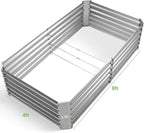 Land Guard Metal Raised Garden Bed for Gardening, 8x4x1.5ft Galvanized Raised Garden Bed, Planter Boxes Outdoor for Vegetables, Fruits and Flowers (Silver)