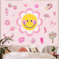 Lunerfex Y2K Tapestry Pink Sun Wall Tapestry, Cute Tapestries for Bedroom Funny Tapestries Wall Hanging for Bedroom Living Room Decor Pink-7 44"x60"