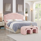 24KF Upholstered Button Tufted King Size Headboard with Nailhead Trim, Elegant Boucle Fabric California King headboard, 6031-K-Boucle-Pink