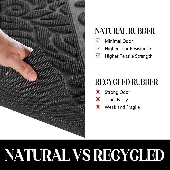 Yimobra Welcome Matt Outdoor 60x36, Waterproof All-Season Front Door Mat, All-Weather Doormat, Sturdy Natural Rubber, Fade Resistant, Low Profile, Easy Clean Patio Porch Entryway Mat, Grey