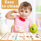Educational Preschool Placemats for Kids Set of 6 Boho Toddler Plastic Placemat Reusable Washable Children Montessori Eat Table Mat for Homeschool Nursery Kindergarten Classroom Dining Table
