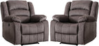 EBELLO Classic Power Recliner Chair, Oversized Electric Reclining Chair with Overstuffed Cushion and Back, Soft Fabric Adults Single Recliner Sofa for Living Room, Set of 2 Brown