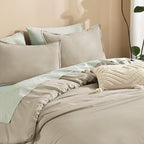 Litanika Oatmeal Comforter California King Size, 3 Pieces Cal King Lightweight Solid Bedding Comforter Set, All Season Fluffy Bed Set (104x96In Comforter & 2 Pillowcases)