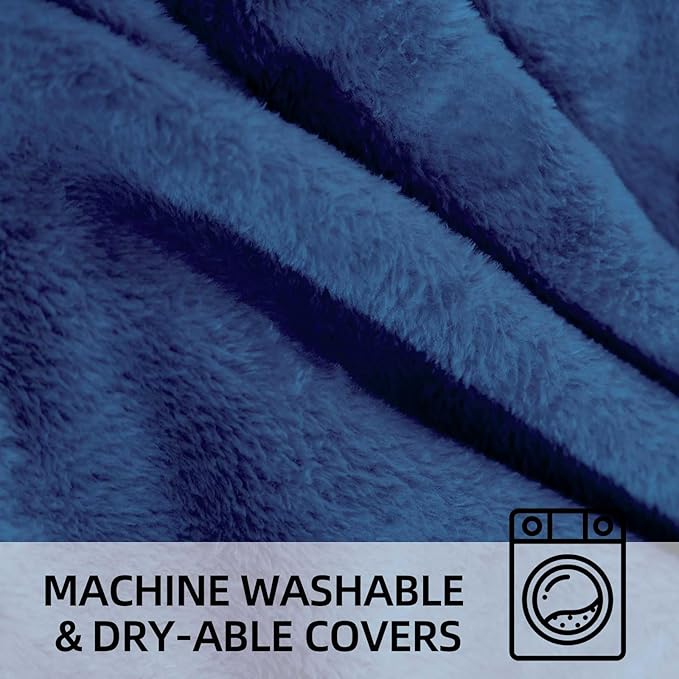 Bean Bag Chair 3Ft, Memory Foam Filled, Large Beanbag Chairs for Adults and Teens, Soft Sofa with Removable Flannel Cover, Round Couch for Living Room Bedroom College Dorm (Blue, 3FT-36×36"×24")