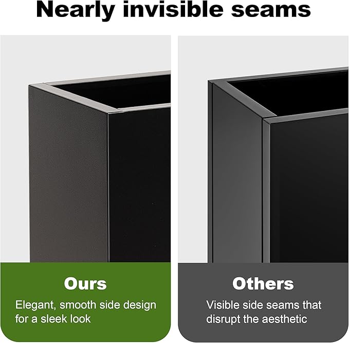 Large Rectangular Metal Planter Box Outdoor 30" H x 34" W x 10" D,Tall Flower Pot with Quick Installation,Long Black Planters for Outdoor Plants with Drainage Holes for Plants,Patio,Garden