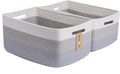 Large Storage Baskets for Shelves, Closet Organizers Bins for Clothes Blanket Towels, Baby Nursery, Toy Baskets Box, Woven Rope Baskets, 17 x 13 x 7.5”, 2 Packs Gradient Grey