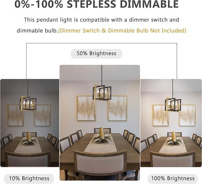 ANKYLHUA Black Gold Chandelier,6-Lights Ceiling Light Fixture E12,Adjustable Hight Pendant Lights Kitchen Island,Chandeliers for Dining Room,Bedroom,Entryway,Foyer
