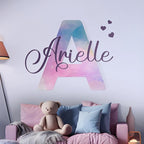 Custom Stickers Name Wall Decor I Personalized Name Sign for Room Decor | Multiple Custom Name & Initial I Decal for Baby Girl Nursery Decor I Nursery Wall Decal for Baby (A. Pink and Blue Sky)