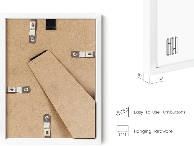 HAUS AND HUES 6x8 White Metal Picture Frames - Photo Frames 6x8 - Features Premium Aluminum, Vertical Hanging, Easel Back for Tabletop, Home, Office (6x8 in, White, Set of 6)