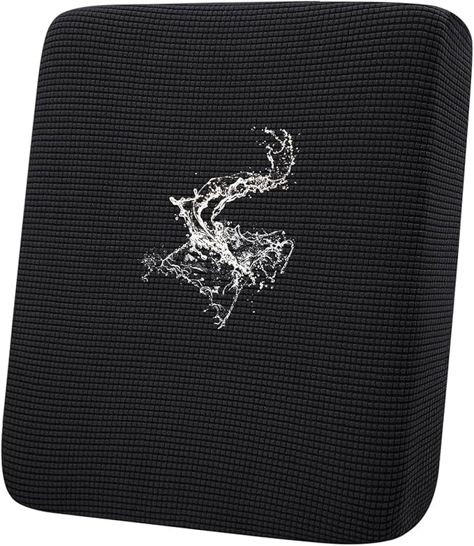 hyha Waterproof Couch Cushion Covers for Pets, Non Slip Sofa Seat Cover for Dogs Washable, Soft Thick Stretch Jacquard Fabric, Sofa Slipcovers with Elastic Bottom (1 Piece for Backrest M, Black)