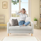 VINGLI 47" Small Couch, Beige Loveseat Mini Couch Mid Century Modern Decor Love Seat for Small Spaces Living Room, Bedroom, Play Room
