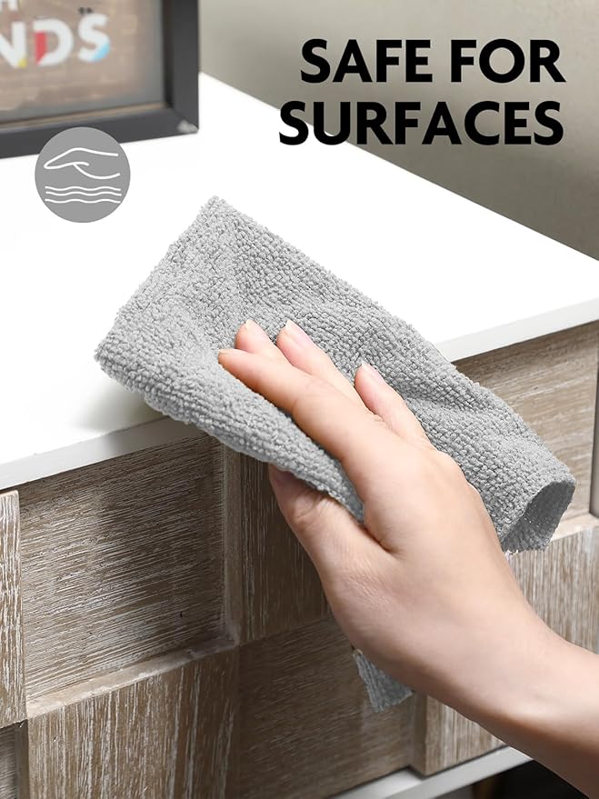 Fantasticlean Microfiber Cleaning Cloth Roll -150 Sheets, Tear Away Microfiber Towels, 12" x 12", Reusable Washable, Ultra Absorbent Dish Rags for Car, Home, Garage or Shop (Pink and Grey)
