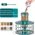 Upgraded Caged Bird Feeders Squirrel-Proof, Flexible Adjustment of Grille Size, 3 Lbs Seed Capacity, DIY Starling-Proof Caged Tube Hanging Wild Bird Feeder, Attract Small Birds(Deep Green)