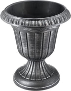 PL10SL Classic Traditional Plastic Urn Planter Indoor/Outdoor, 15" x 13", Brushed Silver