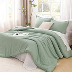 Litanika King Size Comforter Set Sage Green, 3 Pieces Lightweight Solid Comforter King Size, All Season Fluffy Down Alternative Comforter Bed Set Quilt Blanket