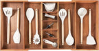 Adjustable Kitchen Drawer Organizer for Utensils and Junk, Food-Safe Contract Grade with 100% Sustainable Wood, Non-Slip, Expandable from 18.5 to 33 Inches Wide - Natural Acacia