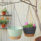 ZMTECH 8 Inch Hanging Planters for Indoor Plants, Hanging Baskets for Plants Outdoor with Visible Water Level, Hanging Flower Pots with Drainage Holes & Removable Tray(2 Pack, Gray)