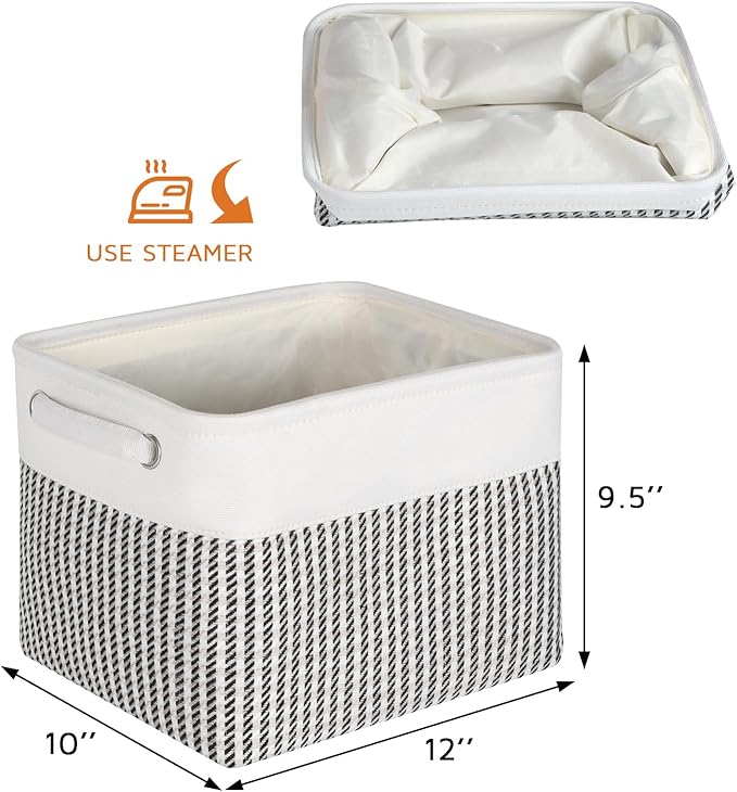 Kntiwiwo Foldable Storage Bin Collapsible Basket 12" x 10" x 9.5" Cube Storage Organizer Bins with Dual Carry Handles for Home Closet Shelves Drawers Organizer, Set of 3, Houndstooth
