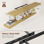 12 Inch Deep Floating Shelves 55 inch Long, 55 x 12 Wide Wall Shelves with Invisible Brackets, Heavy Duty Shelf for Bedroom Bathroom Living Room Kitchen Office Home Decor, Modern Shelf Set of 2, Oak