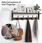 Tatub 29" Rustic Coat Rack Wall Mount with Shelf, Entryway Wall Hooks with Shelf, Coat Hangers for Bathroom, Living Room, Bedroom, Rustic Black