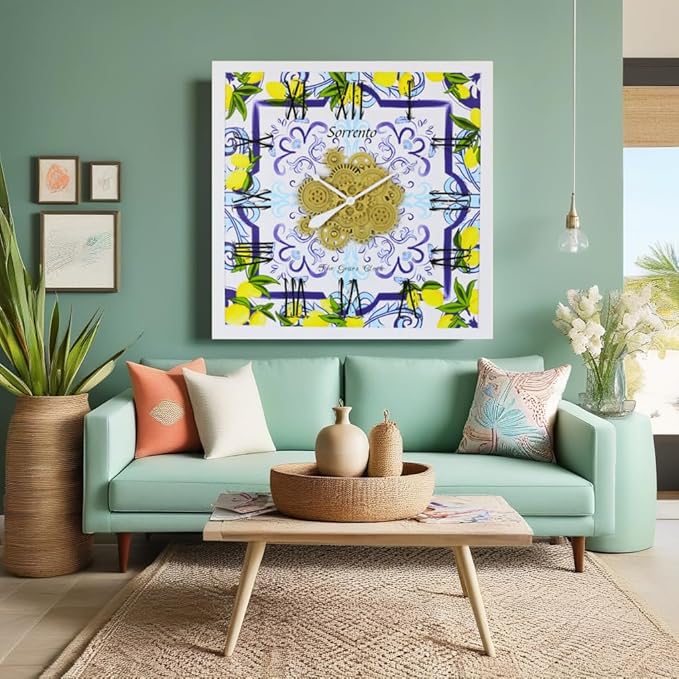 The Gears Clock Wall Clock Italy Collection with Moving Gears (Sorrento, 36 inch Square)