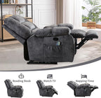 Massage Recliner Chair with Heat and Massage, Soft Fabric Ergonomic Manual Reclining Chairs, Heavy Duty Reclining Sofa Chair with Side Pockets for Living Room (D-Grey)