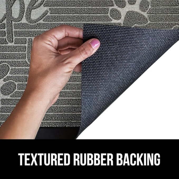 GORILLA GRIP 100% Waterproof All-Season WeatherMax Doormat US Designed Natural Rubber, Stain and Fade Resistant, Low Profile Indoor Outdoor Door Mats, Easy Clean Patio Mat, 17x29, Stone Paws