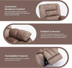 Massage Recliner Chair with Heat and Massage, Soft Fabric Ergonomic Manual Reclining Chairs, Heavy Duty Reclining Sofa Chair with Side Pockets for Living Room (Tan)