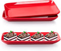 DELLING 3 Pack Rectangular Serving Platter and Trays, 12" Appetizer/Salad/Dessert Plates, Entertaining, Party, Romantic Date, Red