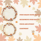 Homlouue 200 Pcs Fall Paper Plates and Napkins, Watercolor Disposable Dinnerware Set, Autumn Leaves Thanksgiving Party Supplies, Serve 50 Guests