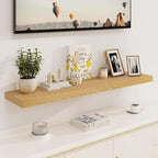 Fun Memories Floating Shelves, 8 Inch Deep Floating Shelves, Rustic Wood Fireplace Mantel 48 in Long, 48 x 8 Floating Wall Shelves for Living Room, Kitchen, Bedroom, Oak Color, 1 Pack