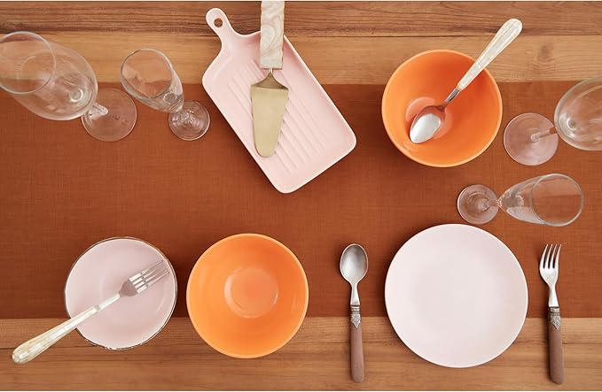 Solino Home Linen Cinnamon Table Runner 48 Inches - 100% Pure Linen Farmhouse Short Table Runner 14 x 48 Inch Ideal for Dresser and Coffee Tables - Fete - Fall, Autumn, Halloween, Thanksgiving