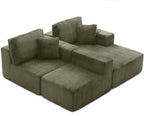 Modular Sectional Sofa Cloud Sectional Couch, 135" Comfy Fluffy L Shaped Olive Green Couches for Living Room, Deep Seat Memory Foam Plush Corduroy Boneless Couch Sectionals Right Facing Chaise Sofa