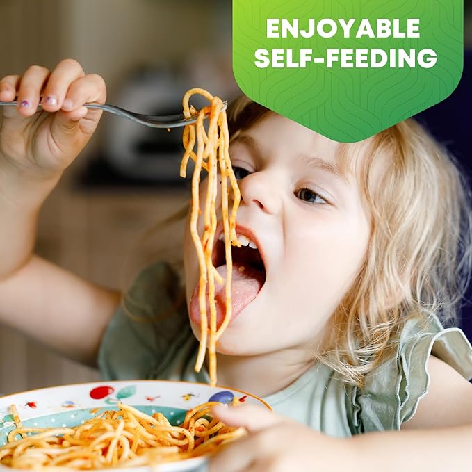 8 Pieces Toddler Utensils, Kids Stainless Steel Silverware Set - 4pcs Forks and 4pcs Spoon, Cute Children Flatware Sets with Mirror Polished, Self Feeding Safe, Dishwasher Safe