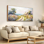 ZUITINGHUA Large Wood Framed Wall Decor For Living Room Canvas Wall Art For Office Modern Wall Decorations For Bedroom Country Road Landscape Painting Farmhouse Pictures Artwork Home Decor 24x48 In
