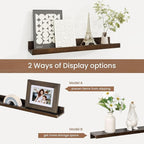 Picture Ledge Shelf, Solid Pine Wood Floating Shelves Set of 4, 16 Inches Nursery Book Shelves for Toys Storage, Kids Bookshelf Wall Mounted for Living Room Decor Photo Frames, Walnut