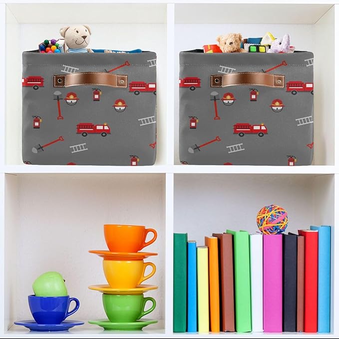 Storage Basket Bin Firefighter Equipment and Tools Organizer Basket Collapsible Shelf Basket Cube with handle for Nursery Bedroom Bathroom